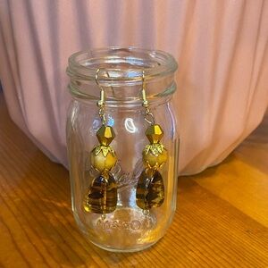 Hand Crafted Gold and Brown Faux Tigers Eye Earrings